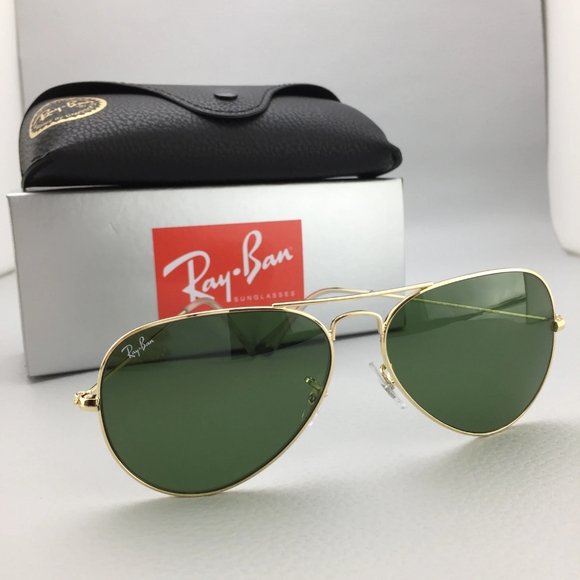 LIKE NEW RayBan Aviator RB3025 G15 Green Lens Ray ban Sunglasses - Picture 2 of 13